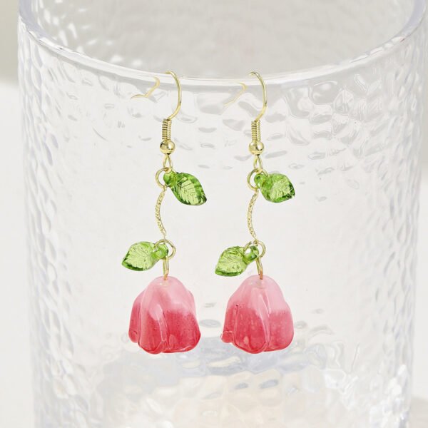 Pink rose earrings
