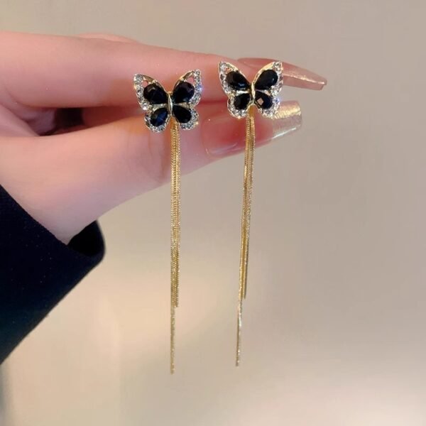 Green stone butterfly earrings