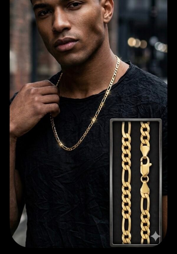 18 in GOLD PLATED 9.25 STERLING SILVER FIGARO NECKLACE