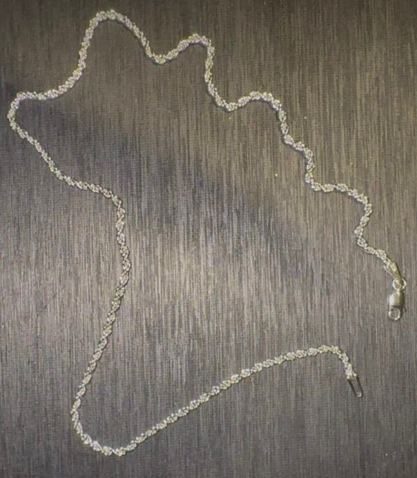 17in SILVER PLATED ITALY 9.25 STERLING SILVER ROPE CHAIN NECKLACE