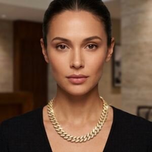 18 inch gold necklace iced out with cubic zarcinia