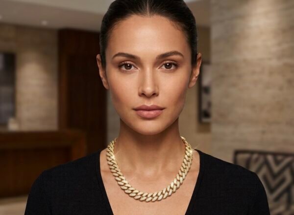18 inch gold necklace iced out with cubic zarcinia