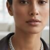 19 INCH MONACO STERLING SILVER NECKLACE WHITE GOLD PLATEDICED OUT WITH CUBIC ZARCONIA