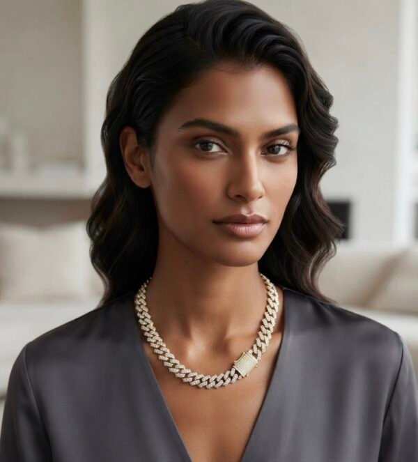 20 INCH GOLD PLATED MONACO NECKLACE ICED WITH CUBIC ZARCONIA